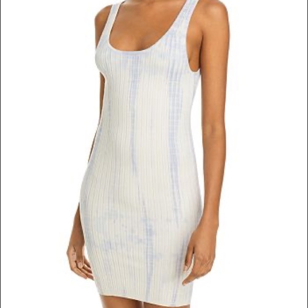 Aqua ribbed light weight knit tie dye dress